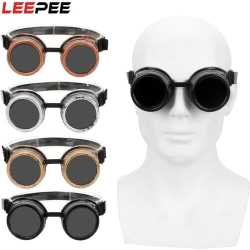 LEEPEE Motocycle Windproof Eyewears Vintage Welding Punk Gothic Sunglasses Retro Protective Gears Steampunk Glasses Adjustable