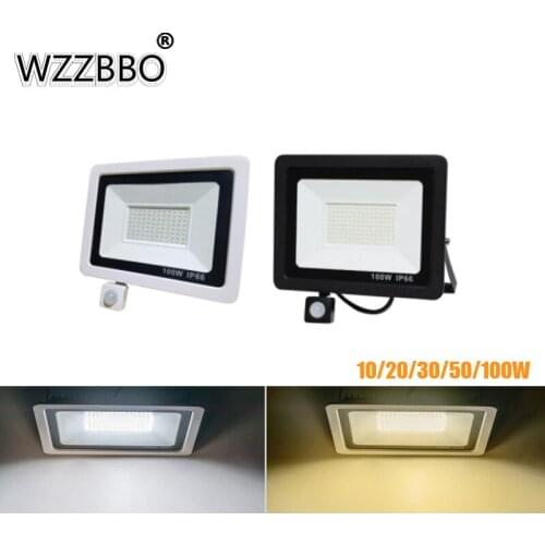 LED PIR Motion Sensor Floodlight for Outdoors Wall 10W 20W 30W 50W 100W Waterproof Lamps Garden Spotlight