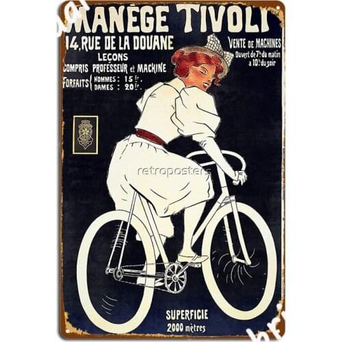 Manege Tivoli Ride A Tivoli Bicycle Cycles Vintage French Advertisement Metal Sign Plaques Club Bar Vintage Tin Sign Posters