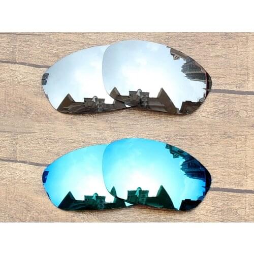 Vonxyz 2 Pairs Ice Mirror & Chrome Mirror Polycarbonate Replacement Lenses for-Oakley Straight Jacket 2007 Frame