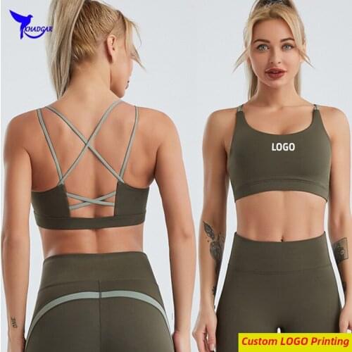 High Impact Custom LOGO Push-up Padded Sports Bra for Women Gym Backless Yoga Fitness Crop Tops Quick Dry Sportswear Underwear