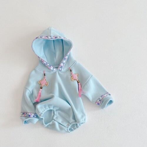 Winter New Baby Girls Chinese Style Hooded Romper