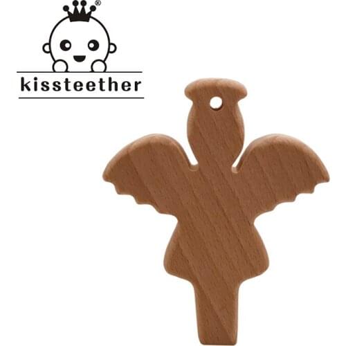 Kissteether Baby Nursing Teether Accessories Beech Wood Angel Food Grade Sensory Toy DIY Teething Jewelry Pendant Baby Teether