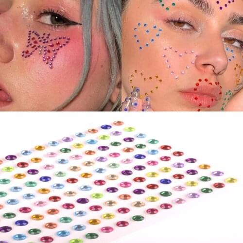 1 Sheet Party Festival Decoration Face Body Colored Diamonds Jewels Stickers Self Adhesive Eye Shadow Diamond Temporary Tattoos
