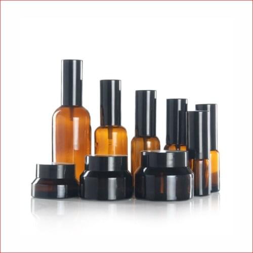 10/20/30/50/100ml amber Empty glass sample bottle/jar lotion/mist spay pump Cosmetic Packing Refillable Bottle f travel 100pcs