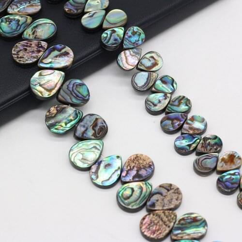 2Pcs Natural Abalone Shell Beads Waterdrop Shiny Abalone Shell Necklace Accessories Charm for Jewelry Making Bracelet Earrings