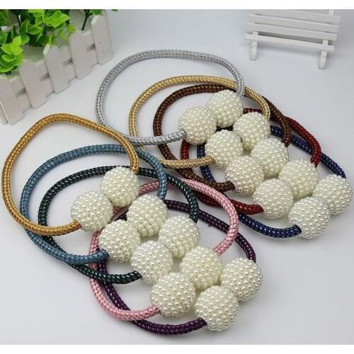 2Pcs/1Pcs Curtain Accessories with Hanging Ball Curtain Holders Portable Tieback Buckle Clips Pearl /Cat-eye Magnetic Home Decor