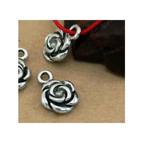 20pcs/lot Tibetan Silver spacer Rose flower pendant Loose Bead Spacer Beads Connectors for DIY Jewelry Making bracelet fg4ss