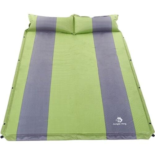 2017 Outdoor high-quality polyester double pillow with automatic inflatable pad can be stitching camping supplies mattresses