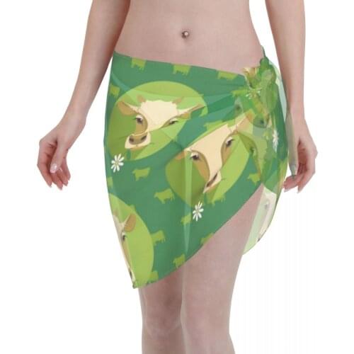 2021 Women Swimwear Pareo Scarf Bikini Cover-Ups Wrap Kaftan Sarong Beach Sexy Skirts Cow Pattern Swimsuit Cover-Ups