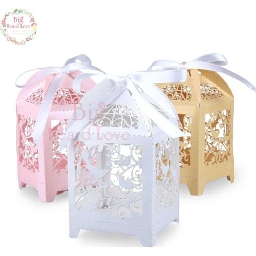 50pcs Laser Cut Bird Cage Candy Box Wedding Party Paperboard Box Party Gift Box Marriage Birthday Party Decoration Adult Wedding