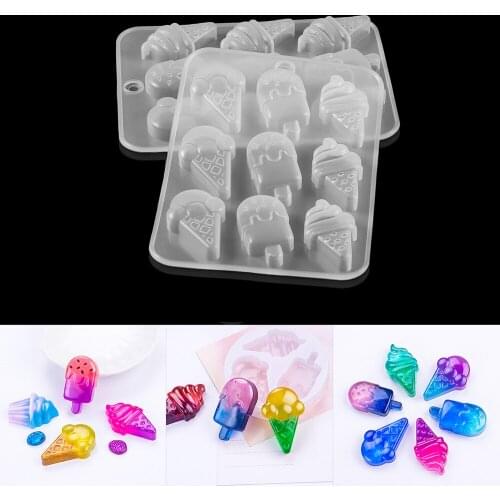 9Style Crystal Ice Cream Silicone Mold Home UV Epoxy Resin Mould For DIY Jelly Ice Cream Crafts Jewelry Pendant Making Tools
