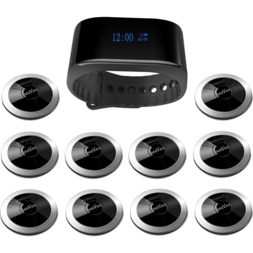 SINGCALL Wireless Calling System Restaurant Guest Paging Waiter Caller 10 Call Buttons APE310, 1 Waterproof Receiver APE6900