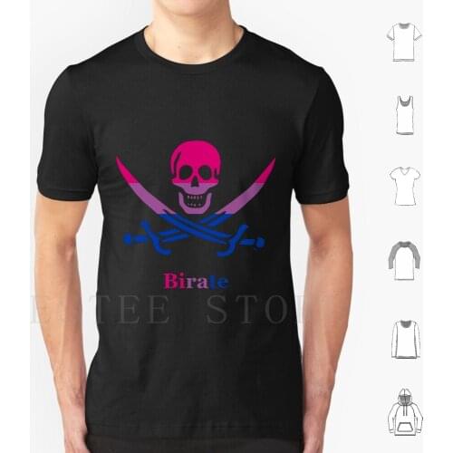 Biracy On The High Seas T Shirt Cotton Men Diy Print Pirate Pirates Piracy Bisexual Biromantic Bi Queer Pride Pride Flag Jolly