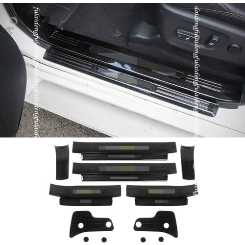 Black titanium Car Door Sill Scuff Plate protection Trim For Toyota Land Cruiser Prado FJ150 2010-2020 7 seats Car Accessories