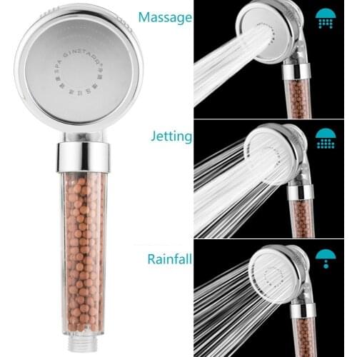 Zhang Ji 3 Modes SPA Handheld Shower Head Water Saving High Pressure Spray Nozzle Bathroom High-Quality ABS Round Showerhead