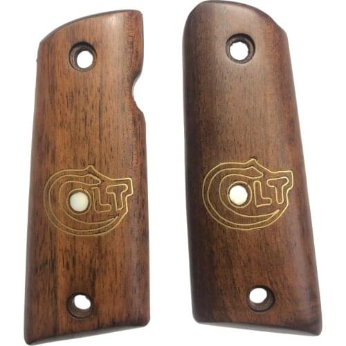 Colt 1911 With Logo Wide-Angle Laser Cut Wooden Grip Mod8