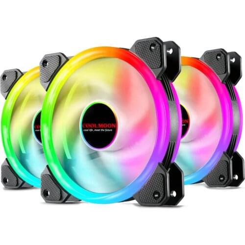 COOLMOON12cm RGB Small 6 Pin Quiet PC Case Cooling Fan with Controller Radiator Silent Wireless Remote Control PC Cooler Heatsin