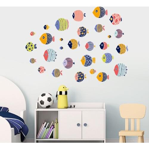 Color Fishes Wall Sticker for Living Room Kids Room Wall Decor Wardrobe Tile Stickers Small Fish Art Mural Home Decor