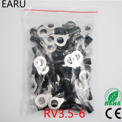 RV3.5-6 Black Ring insulated terminal suit 2.5-4mm2 cable Crimp Terminal Cable Wire Connector 100PCS/Pack RV3-6 RV
