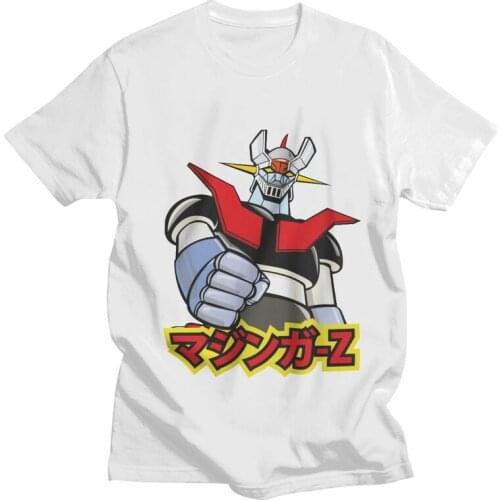 Mens Anime Mazinger Z Robot T-Shirt Funny Super Robot Cartoon Goldrake Tshirt Short Sleeve Hip Hop T Shirt Cotton Tee Top Gift
