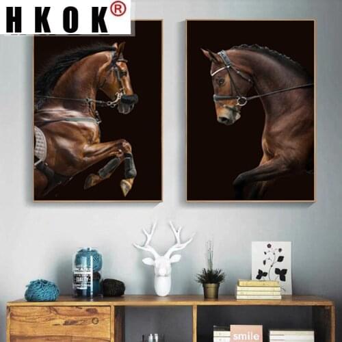 HKOK Running Horse Realist Poster Canvas Prints Modern Wall Art Painting Posters and Prints Living Room Home Decor Pictures