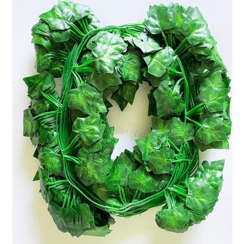 12pcs 2M Artificial Garland Ivy Green Leaf Plants Vine Fake Foliage Home Decor Plastic Rattan String Wall Decor Artificial Plant