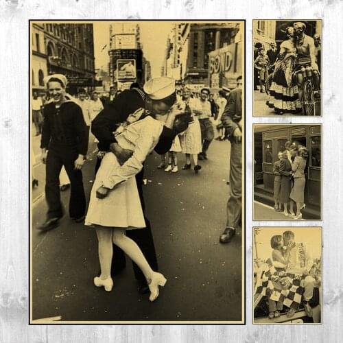 Classic Movie Victory kiss Vintage poster retro poster Painting Home Room Decor Kraft paper Wall stickers