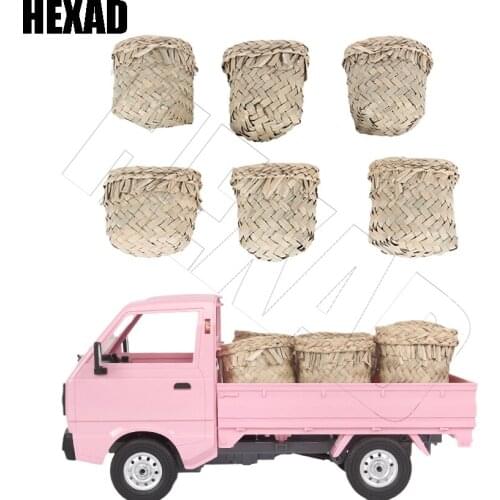 For WPL D12 1/10 RC Truck Car Upgrade Parts Storage Basket Straw Wicker Basket Rattan Pot Decoration Accessories