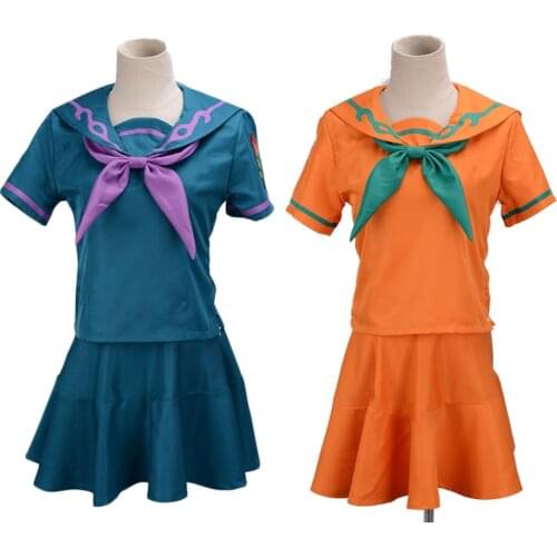 JoJos Bizarre Adventure Cosplay Costume Anime Yamagishi Yukako Sailor Uniforms Full Set Women Tops + Skirt + Tie Wig C120K190