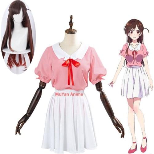 Anime Rent A GirlFriend Ichinose Chizuru Mizuhara Chizuru Dress Uniform Wig Anime Customize Cosplay Costumes Cos Accessories