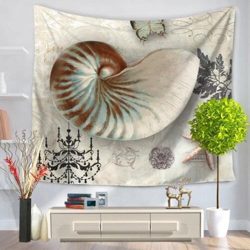 Home Decorative Wall Hanging Carpet Tapestry 130x150cm Rectangle Bedspread Creative conch Print Pattern GT1055