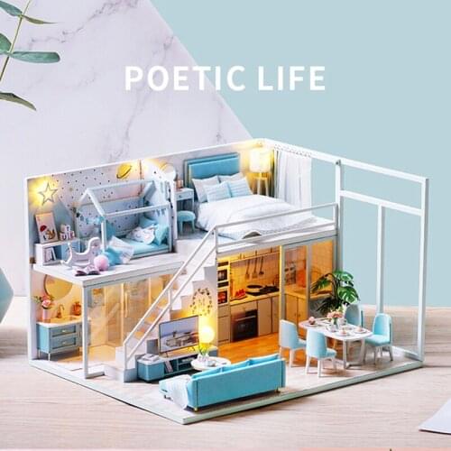 Doll House Furniture Diy Miniature 3D Wooden Miniaturas Dollhouse Toys for Children Birthday Gifts Casa Kitten Diary