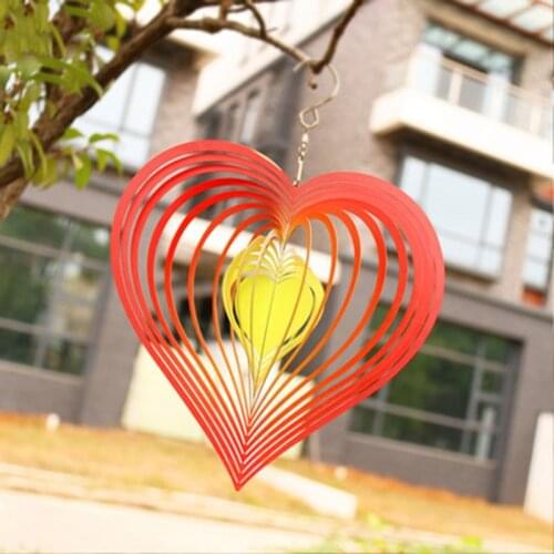 Stainless Steel Stereo Rotating Metal Wind Chime Wind Spinner Beating Heart Wind Chimes and Decorations Hanging Wind
