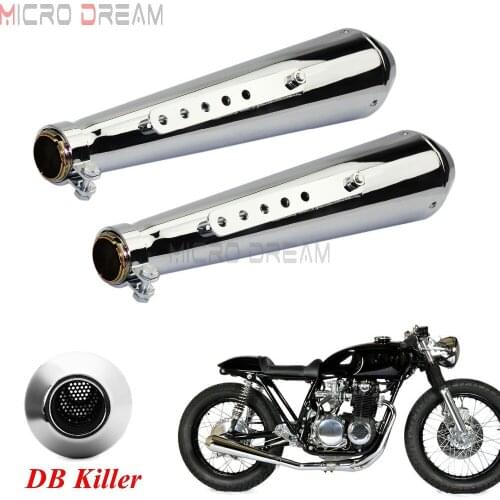 18'' Chrome Exhuast Pipe 2pcs Motorcycles Muffler 1 5/8" &1 1/2"& 1 7/16" For Kawasaki Yamaha Honda Cafe Racer Choppers Custom