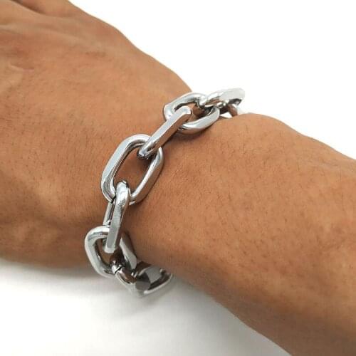 Mens Bracelet Chain Silver Tone Stainless Steel Bracelets for Men Rolo Cable Link Wholesale Jewelry