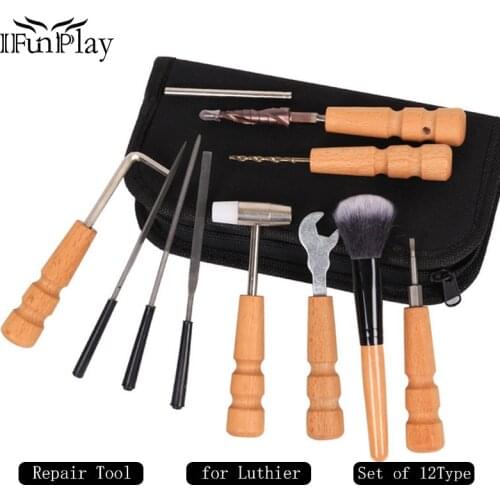 Acoustic Guitar Tools Bag Set Guitar Repair File Kit Nut Files Ruler Turner Gauge Measurement Tool String Winder for Luthier
