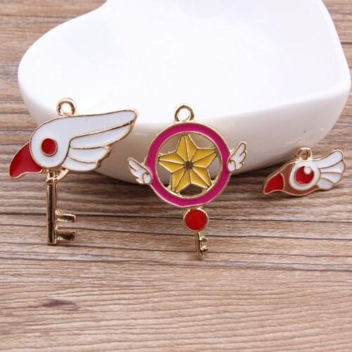 New Korea Style Jewelry DIY Charms Gold Tone Enamel Kawaii Animal Bird Flower Truncheon Necklace Charm Pendant 50PCs Charm
