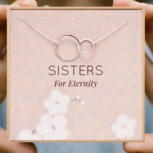 Necklace for Sister Friendship Double Circle Chain Necklaces for Women Birthday Jewelry Gift Necklaces Eternity Christmas Gifts