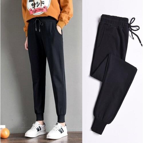 Plus velvet sweatpants women autumn and winter loose beam feet 2019 new students Harlan radish casual womens pants wear