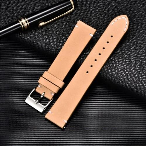 Quick Release Genuine Leather Watchbands 16mm 18mm 20mm 22mm 24mm Soft Cowhide Watch Straps for Samsung Smart Watch Band