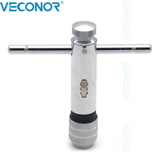 M5-M12 Adjustable T-Shaped Handle Reamer Screw Extractor Tap Wrench Holder Ratchet Inserted Reverse Direction