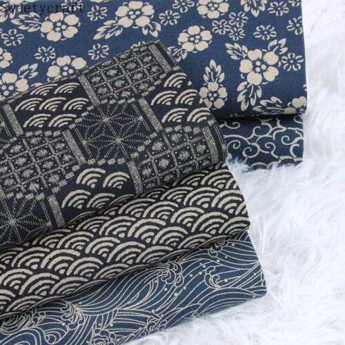 110x45cm High Quality Thick Cotton Fabrics By Yard Dark Series Waves Print DIY Sewing Bag table cloth curtain Party Home Decor
