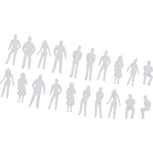 20pcs 1:50 O Scale Mini Standing People Figure Toys for Diorama, Model Train Park, Architecture Projects - Unpainted