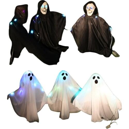 3 Pcs Halloween Ghost Stake Light Decorations Party Outdoor Courtyard Garden Ground Plug Lamp Light Up for Halloween