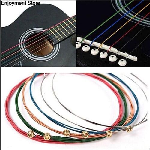 6pcs/1set Rainbow Colorful Guitar Strings E-A For Acoustic Folk Guitar Classic Guitar hot sale