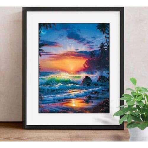 Diamond Painting Full Square Scenic Sea Wave Diamond Embroidery Cross Stitch Diamond Mosaic Set Picture Of Rhinestones