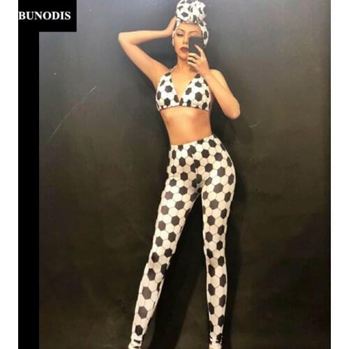 ZD231 Black & White Bra And Pants Women Sexy Clothing Nightclub Beach Party Stage Wear Singer Dancer Costumes Bling Jumpsuit