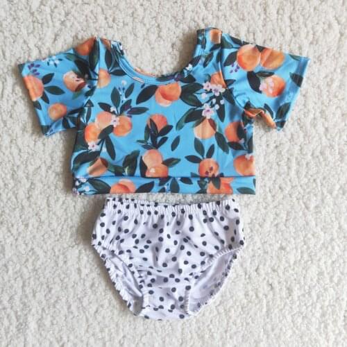 Infant Boutique Girls Swimming Sets Summer Peach Tops Polka Bummie Sets