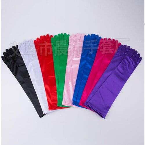 Long White Elbow Satin Gloves Red 15" Stretchy 1920s Prom Black Pink Gloves Evening Party Dance Gloves for Women guante verde